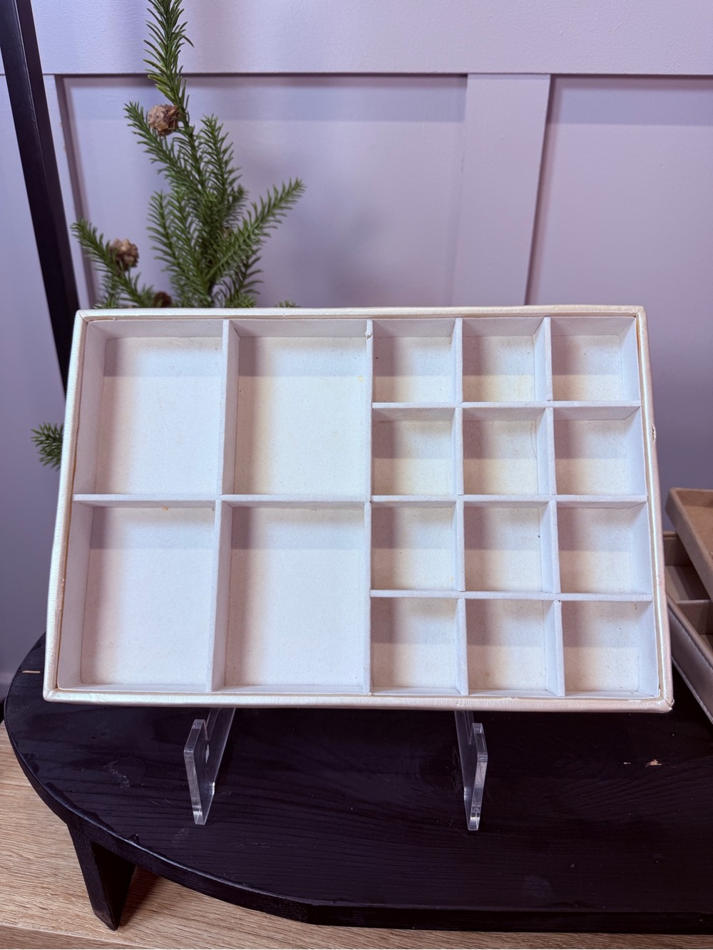 Cream Jewelry and Trinket Organizer with Multiple Compartments 12”